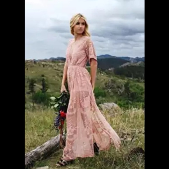 Dresses & Skirts - Romantic Blush Lace Maxi Romper! Large New